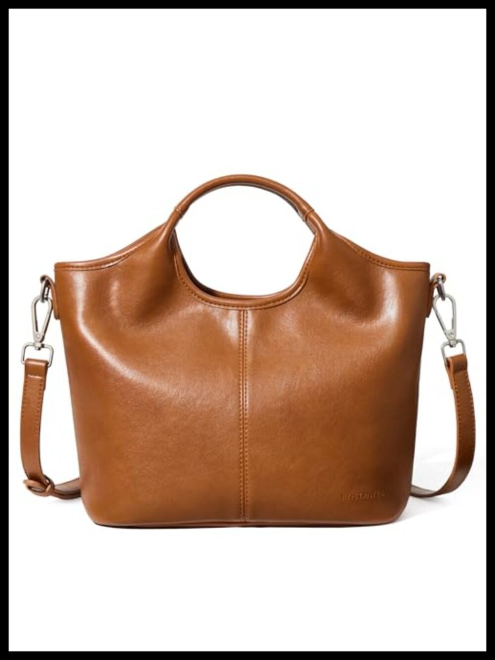 Vegan Leather Satchel Crossbody Handbag Zip Purse Adjustable Strap